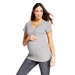 Ingrid & Isabel Womens Maternity V-Neck T-Shirt Size XS Gray V-neck